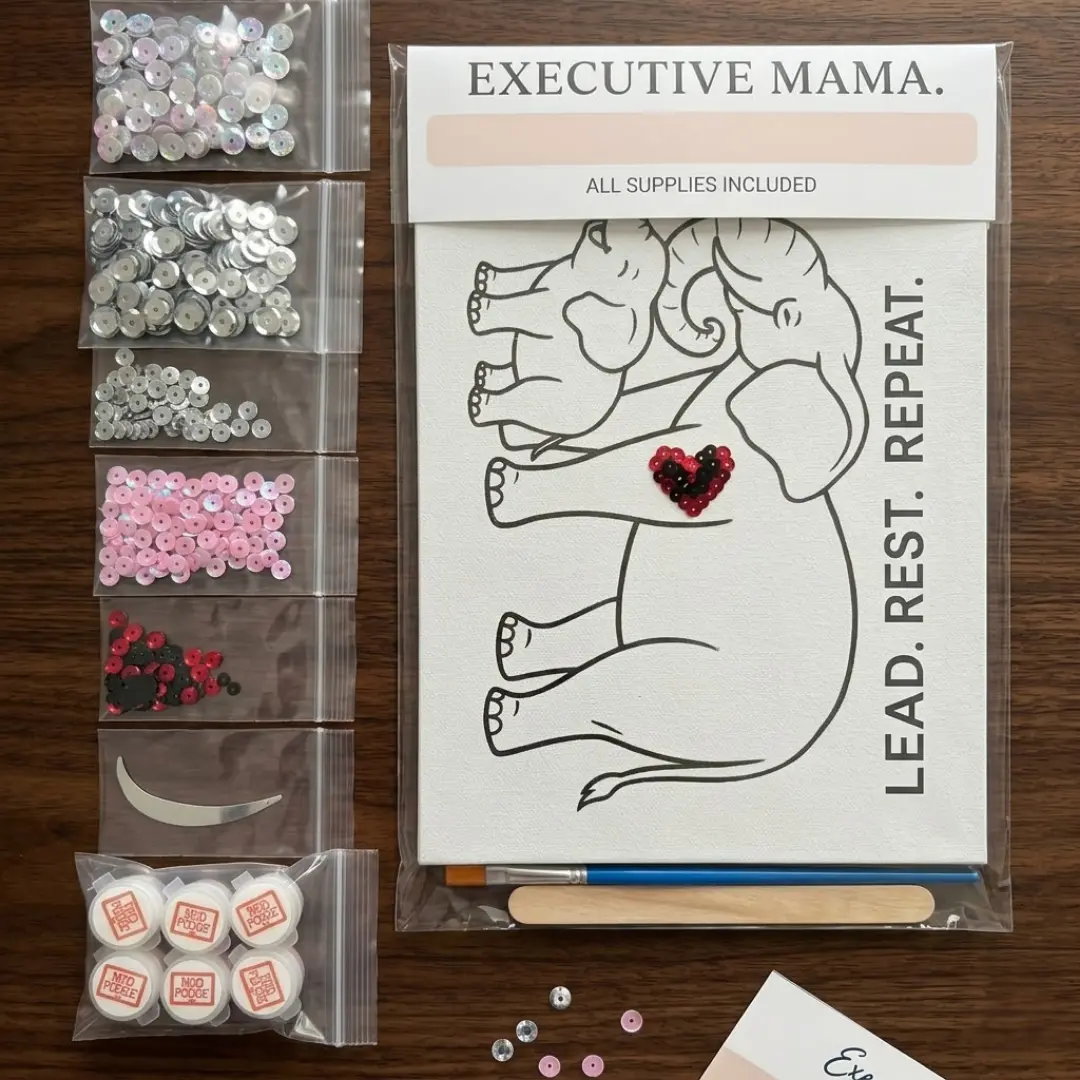 Strength & Calm: Elephant Sequin DIY Kit (8″ x 10″) for Adults & Kids