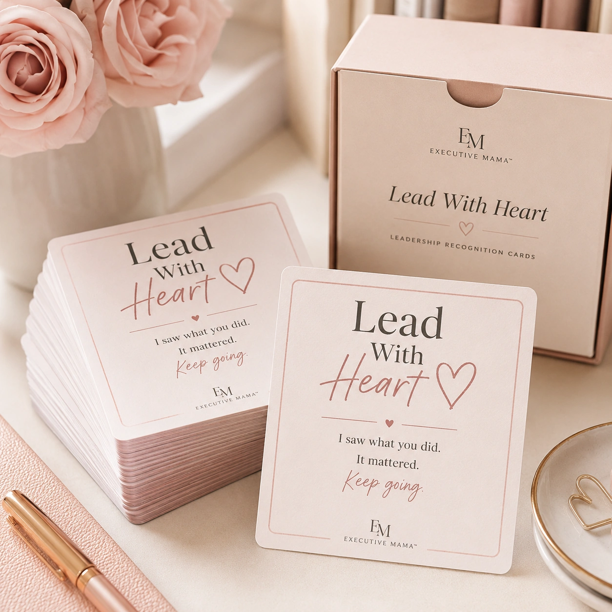 Executive Mama Lead With Heart leadership recognition cards
